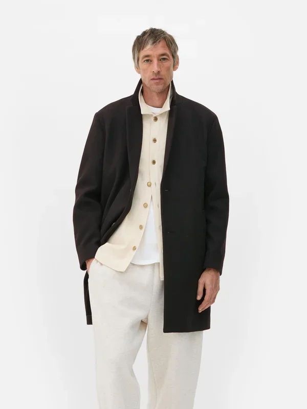 Men’s Black Oversized MidLength Overcoat Penneys