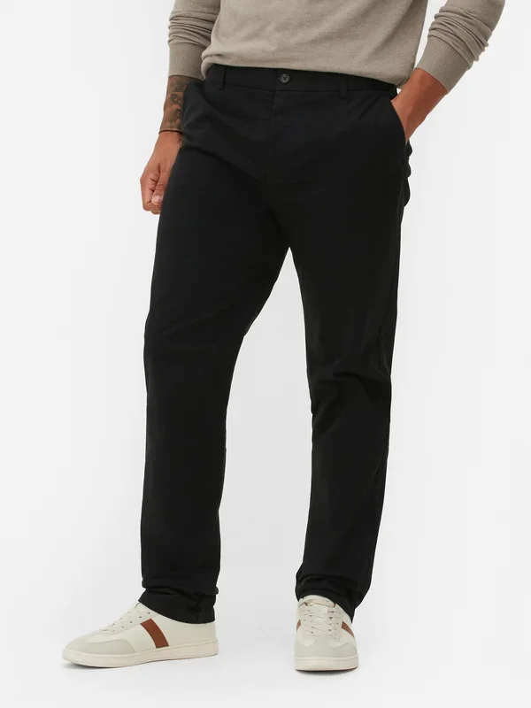 Men’s Black Straight Leg Stretch Chinos Penneys