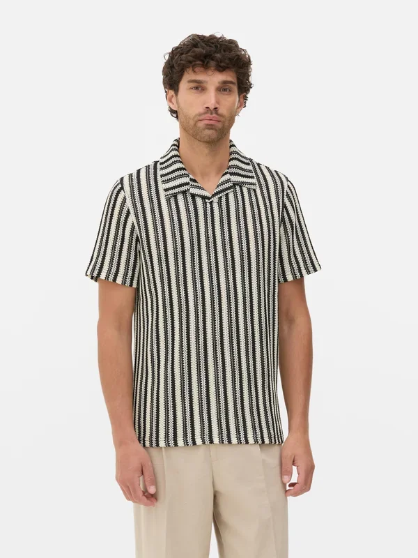 Men’s Black Striped Polo Shirt Penneys
