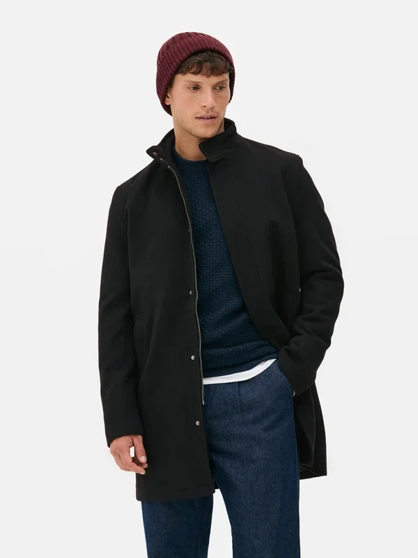 Men’s Black ZipUp Long Coat Penneys