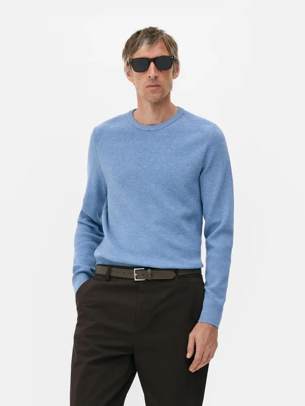 Men’s Blue Ribbed Jumper Penneys