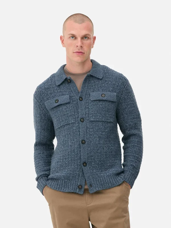 Men’s Blue Textured ButtonUp Cardigan Penneys