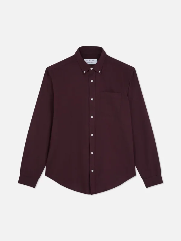 Men’s Burgundy Long Sleeve Oxford Shirt Penneys