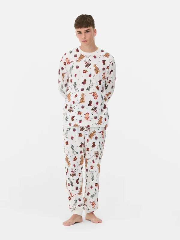 Men’s Cream Men’s Dog Print Family Christmas Pyjamas Penneys