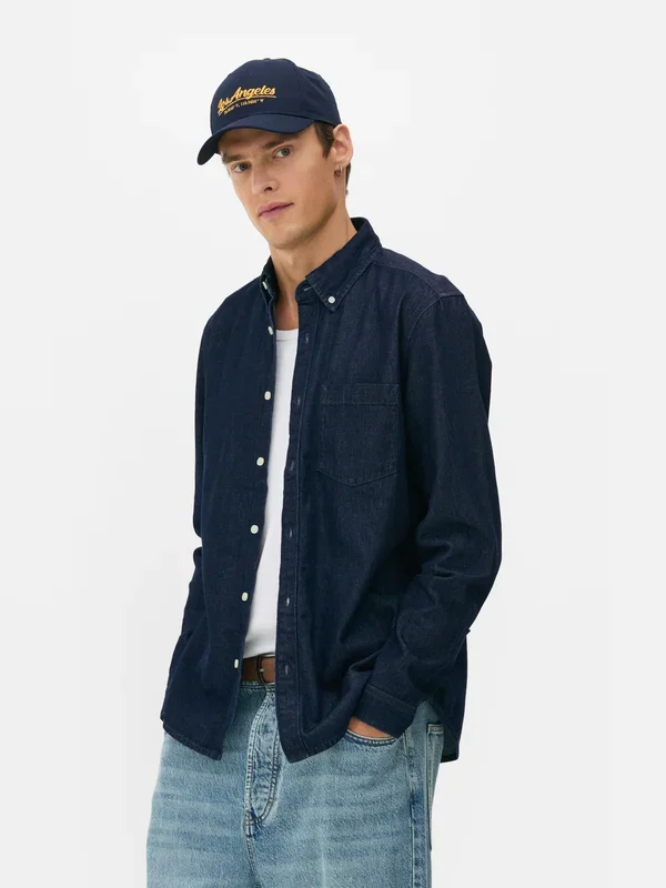 Men’s Dark Blue Long Sleeve Denim Shirt Penneys