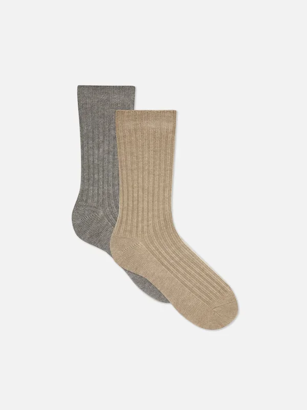 Men’s Grey 2pk Ribbed Socks Penneys