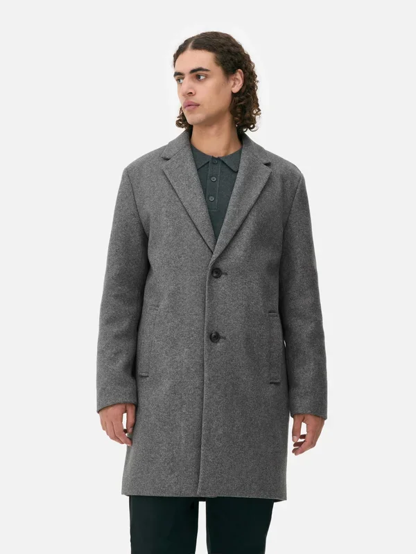 Men’s Grey Oversized MidLength Overcoat Penneys
