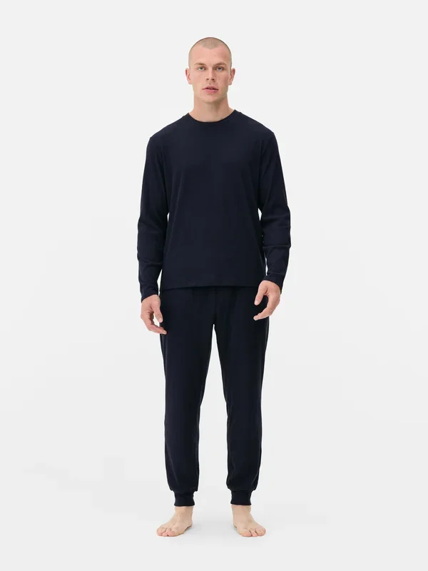 Men’s Navy Block Colour Long Pyjamas Penneys