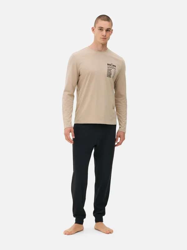 Men’s Oatmeal Daily Coffee Long Pyjamas Penneys