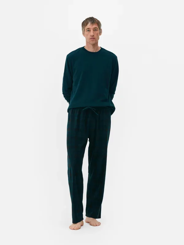 Men’s Teal Check Long Pyjamas Penneys