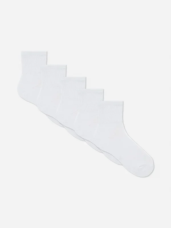 Men’s White 5pk Ribbed Ankle Socks Penneys