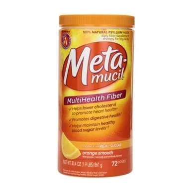 Metamucil Psyllium Husk Smooth Fiber Powder 30.4 Oz Orange 72 Doses