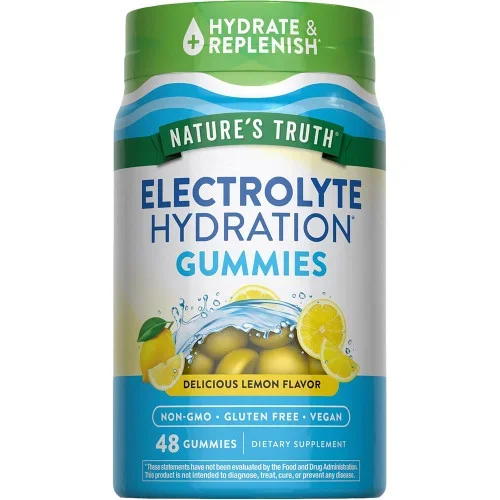 Nature’s Truth Electrolyte Hydration Gummies Natural Lemon 48 ct Thrifty White Health Essentials