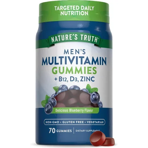 Nature’s Truth Men’s Multivitamin + B12, D3, Zinc Gummies Natural Blueberry Flavor Thrifty White Health Essentials