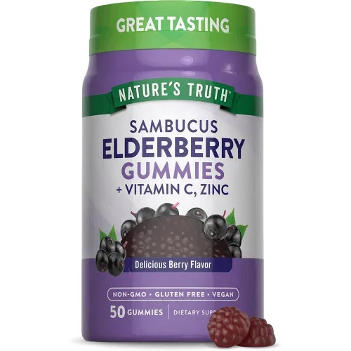 Nature’s Truth Sambucus Black Elderberry + Vitamin C & Zinc Berry Flavor Thrifty White Health Essentials