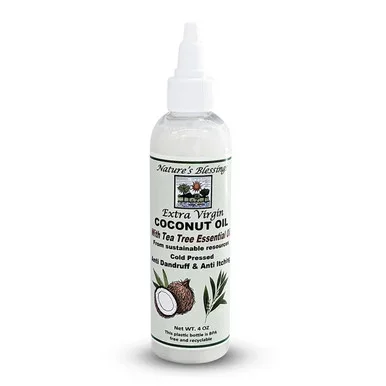 Natures Blessings Hair Coconut Oil with Tea Tree 4 Oz