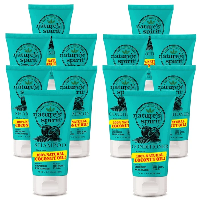 Natures Spirit Coconut Oil Shampoo & Conditioner 2.5oz 12-PACK (6 of EA)Bulk Lot