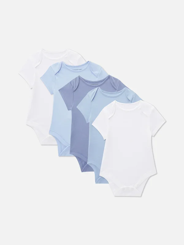 Newborn Baby Boys Blue 036mths 5pk Short Sleeve Bodysuits Penneys