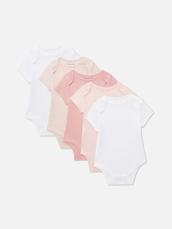 Newborn Baby Girls Pink 036mths 5pk Short Sleeve Bodysuits Penneys