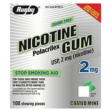 Nicotine Gum 2 Mg Mint By Rugby 100 Chewing Pieces