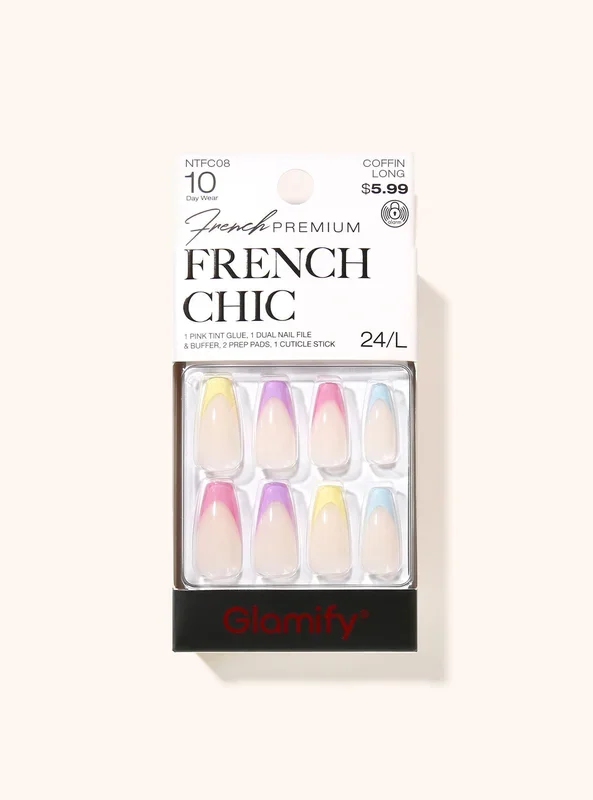 NTFC08 French Chic Press On Nails – Coffin Long