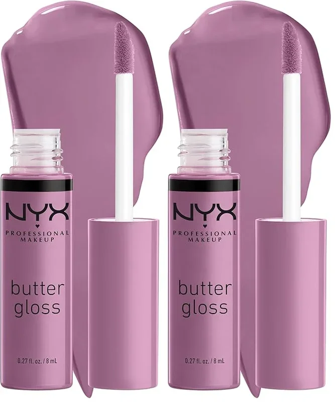 NYX PROFESSIONAL MAKEUP Butter Gloss, Non-Sticky Lip Gloss – Marshmallow (Muted Lilac) (Pack of 2)