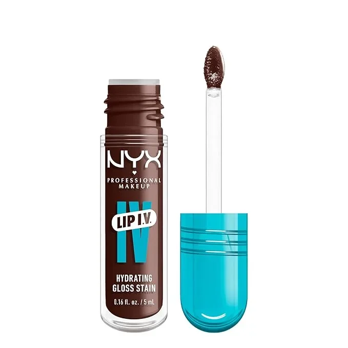 NYX PROFESSIONAL MAKEUP Lip IV Hydrating Glossy Lip Stain with 12HR Hydration – Espresso Soak (Brown)