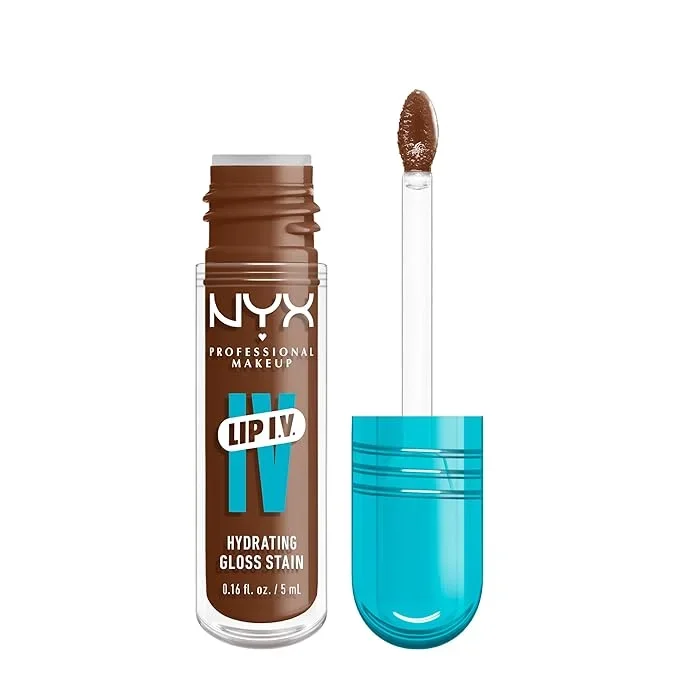 NYX Professional Makeup Lip IV Hydrating Glossy Lip Stain with 12HR Hydration – Splash N Spice (Brown)