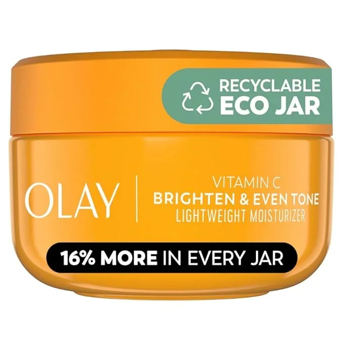 Olay Vitamin C Face Moisturizer, Bright & Even Lightweight Cream for Women – Brightens, Hyrdates, Evens Tone & Texture, Glowing Skin Care – Recyclable Sustainable Eco Jar, Non-Greasy, 2 Oz