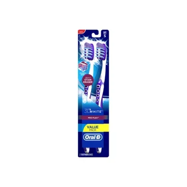 OralB 3D White ProFlex Toothbrush Full Head, Soft 2 Ea