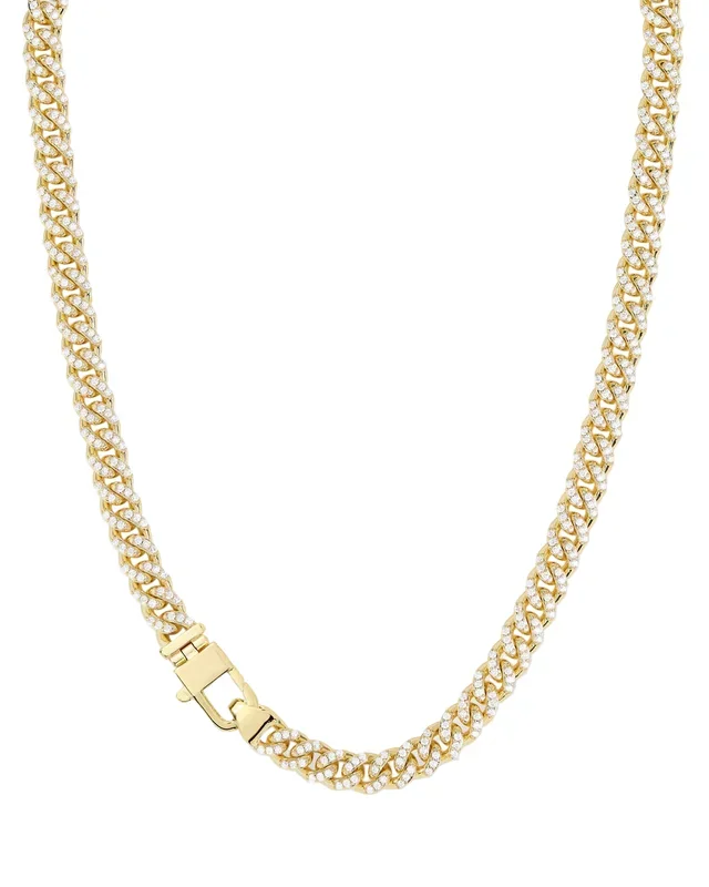 Pave Julian Cuban Chain Necklace 6.8mm 16″ Gold