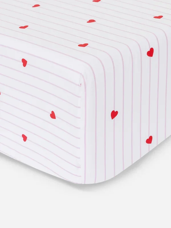 Pink Heart And Stripes King Fitted Sheet Penneys