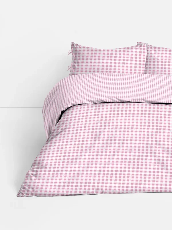 Pink Seersucker Gingham Double Duvet Cover Set Penneys
