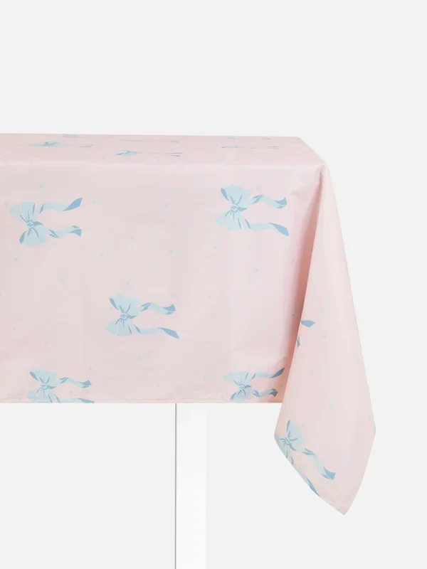 Pink Wipe Clean Bow Table Cloth Penneys