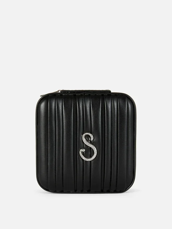Pleated PU Initial Jewellery Box Penneys