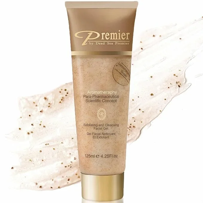 Premier Dead Sea Classic Para-Pharmaceutical Exfoliating Cleansing, Micro Grains Face Facial Gel Cleanser scrub Contains Dead Sea Minerals, non drying, Aromatherapy Scientific Concept 4.25Fl oz (X1)