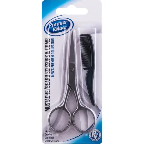 Premier Value Mustache Scissors & Comb Thrifty White Health Essentials