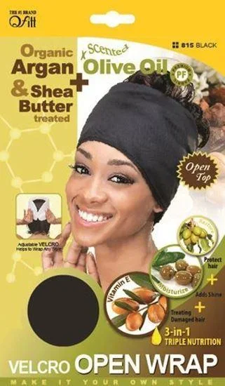 Qfitt Organic Argan Olive Oil Shea Butter Treated Velcro Open Wrap 815 Black