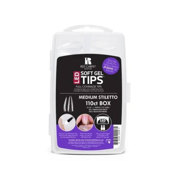 Red Carpet Manicure LED Soft Gel Tips – Medium Stiletto – 110ct