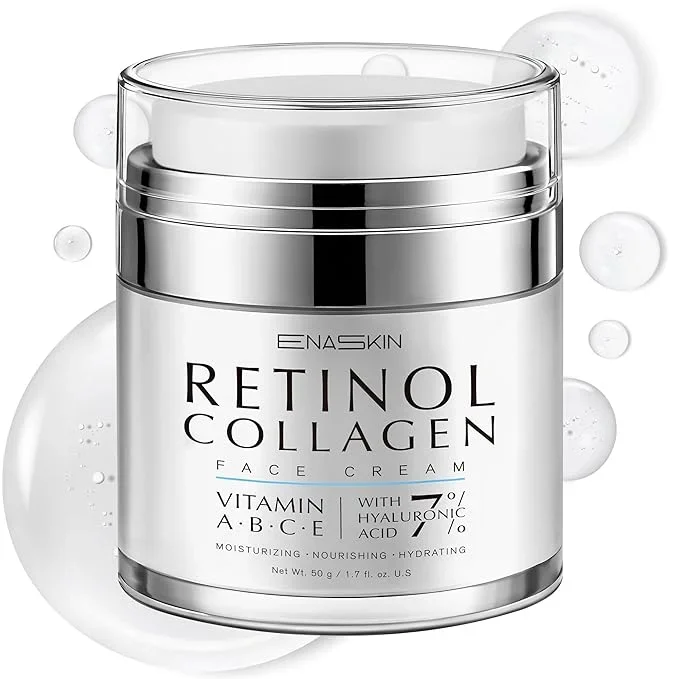 Retinol Anti Aging Face Moisturizer: Wrinkle Cream for Women, Collagen Day Night Repair Cream – Firming, Tightening & Lifting Neck Sagging Skin, 7% Hyaluronic Acid for Max Hydration, 1.7 Oz