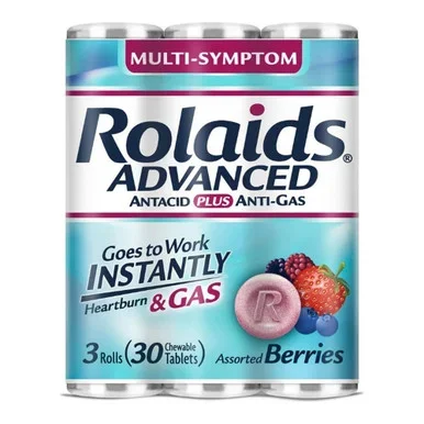 Rolaids Advanced Strength Antacid Plus Anti Gas Tablets Rolls 3 Rolls 1 Ea