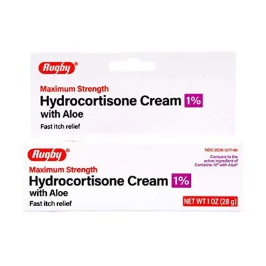 Rugby Maximum Strength Hydrocortisone Cream 1% With Aloe 1 Oz