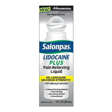 Salonpas Lidocaine Plus Pain Relieving Liquid Roll On 3 Oz