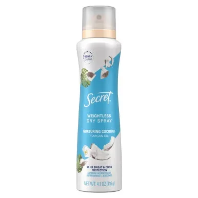 Secret Antiperspirant Deodorant Dry Spray Nurturing Coconut and Argan Oil 4.1 Oz