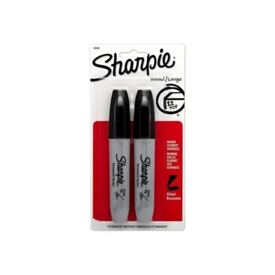 Sharpie Chisel Tip Permanent Markers, Black 2 Ea