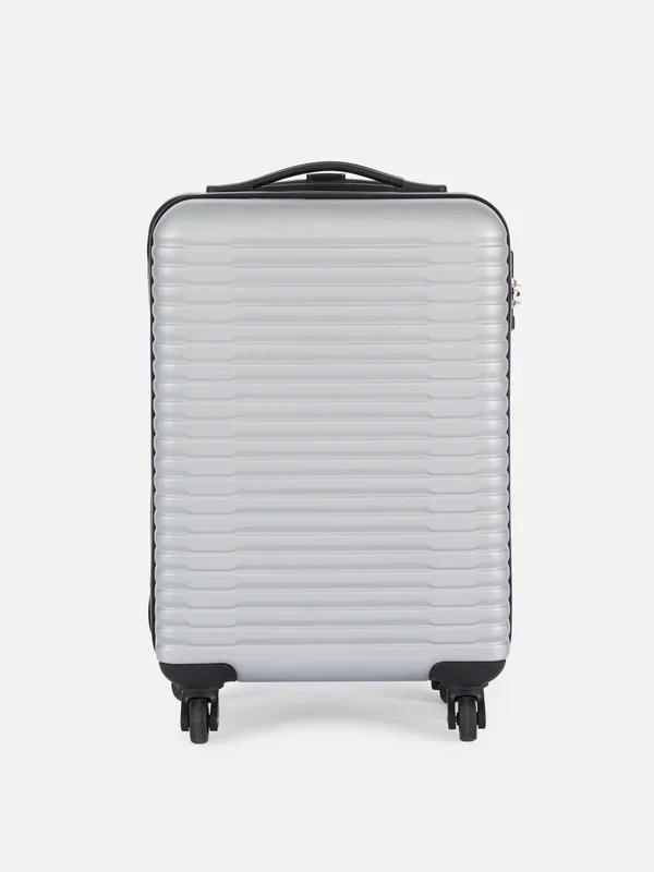 Silver Ribbed FourWheel Hard Shell Suitcase Penneys