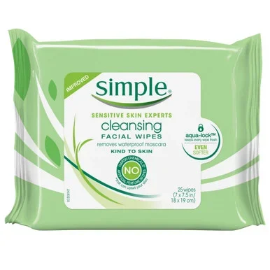 Simple Kind To Skin Facial Wipes Cleansing 25 Ct