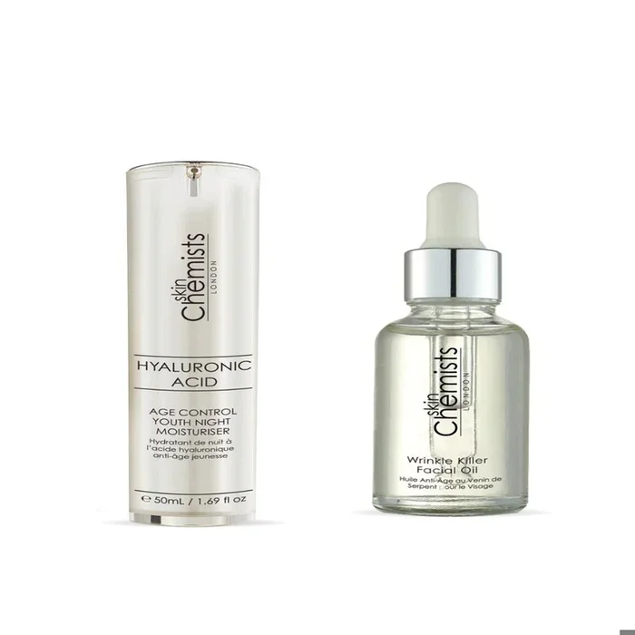 skinChemists Hyaluronic Acid Moisturizer & Wrinkle Killer Facial Oil Kit buy for £34.99 and save 80% Skin Care Sets