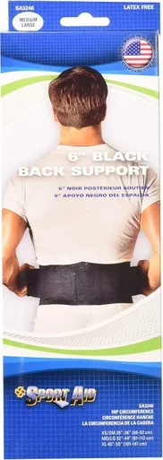 Sport Aid 6 inch Black Back Support Medium to Large 1 ea