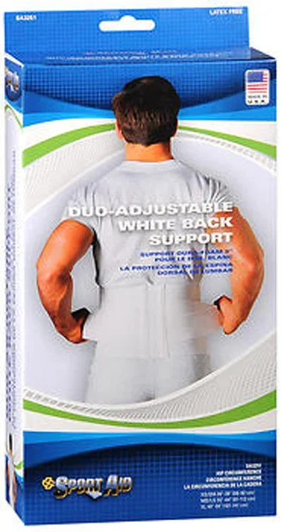 Sport Aid DuoAdjustable White Back Support MD/LG Thrifty White Health Essentials